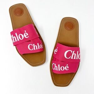 Chloe Woody Slides Sandals Pink Size 41